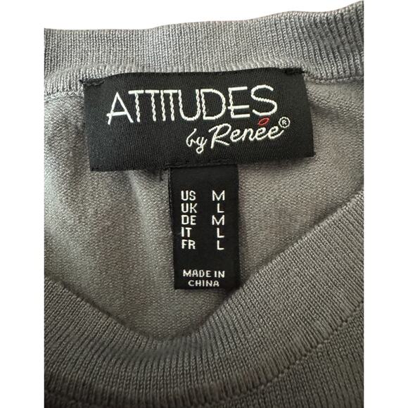 Attitudes by Renee Printed Statement Sweater Heart Flutters Medium Gray - Picture 12 of 13